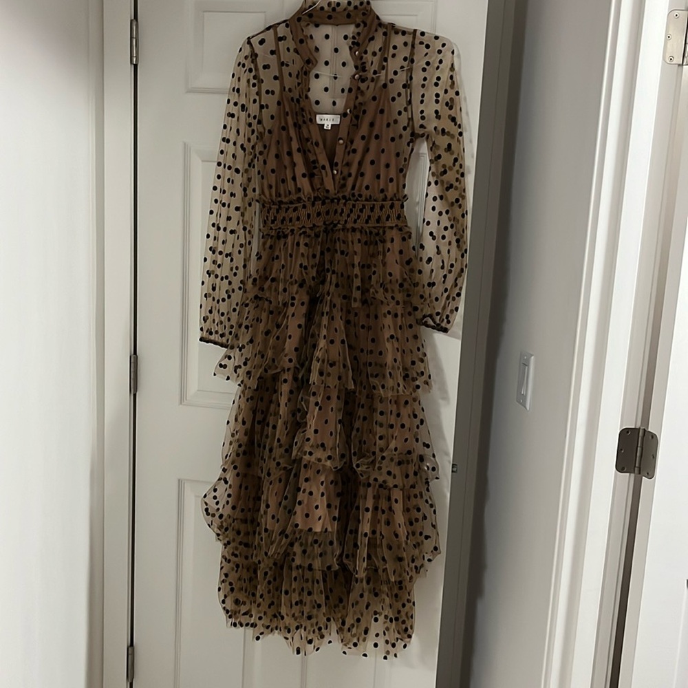Brown/black polka dotted dress
